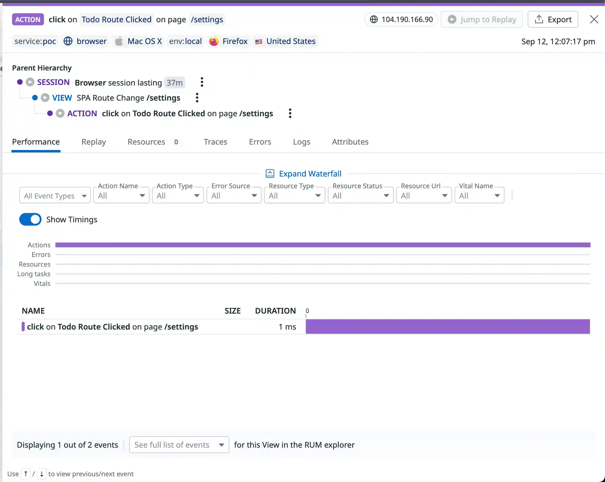 Datadog RUM Actions