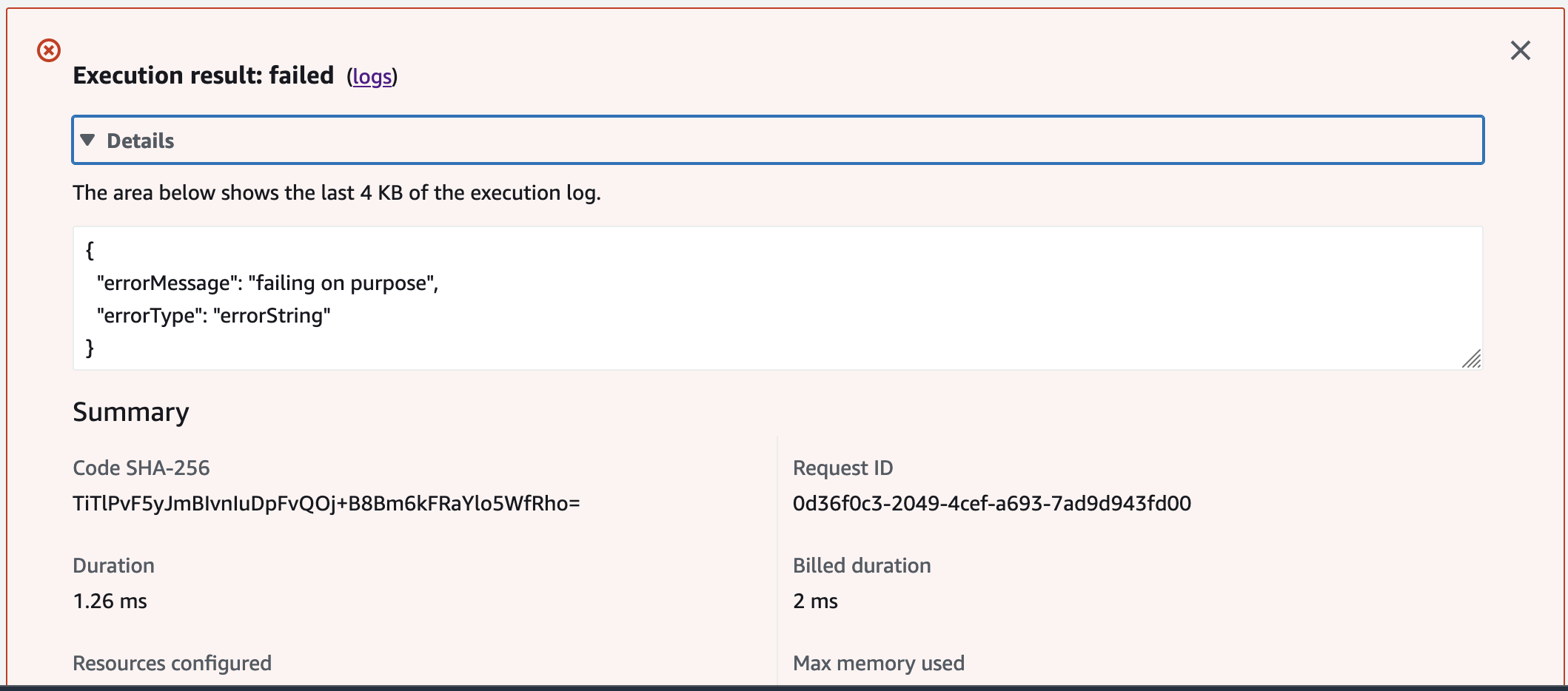 Lambda failure